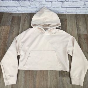 Bershka Women's Size Medium Cropped Beige Hoodie